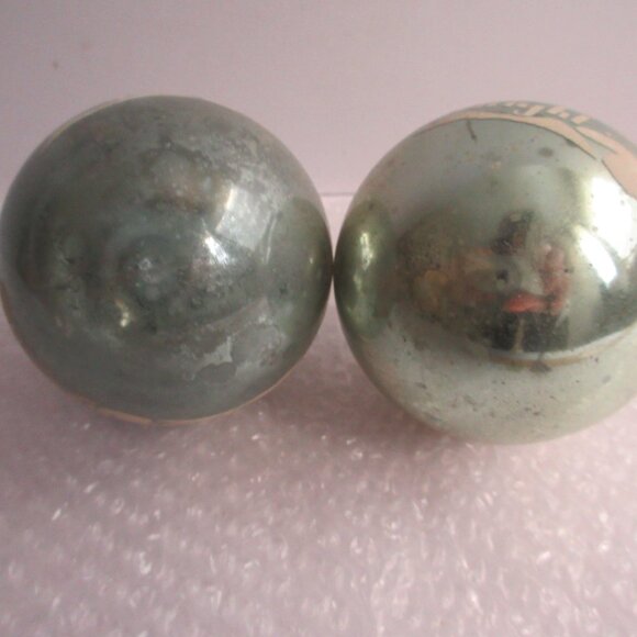 2 Shiny Brite Silent Night Church Blue Stencil Glass Christmas Ornament Vtg - Picture 6 of 9